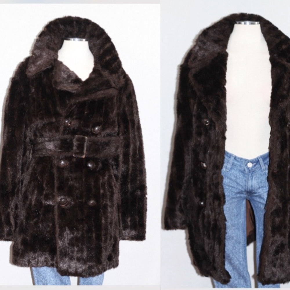 ASTRAKA MINKALEEN Brown Vegan Fur Coat